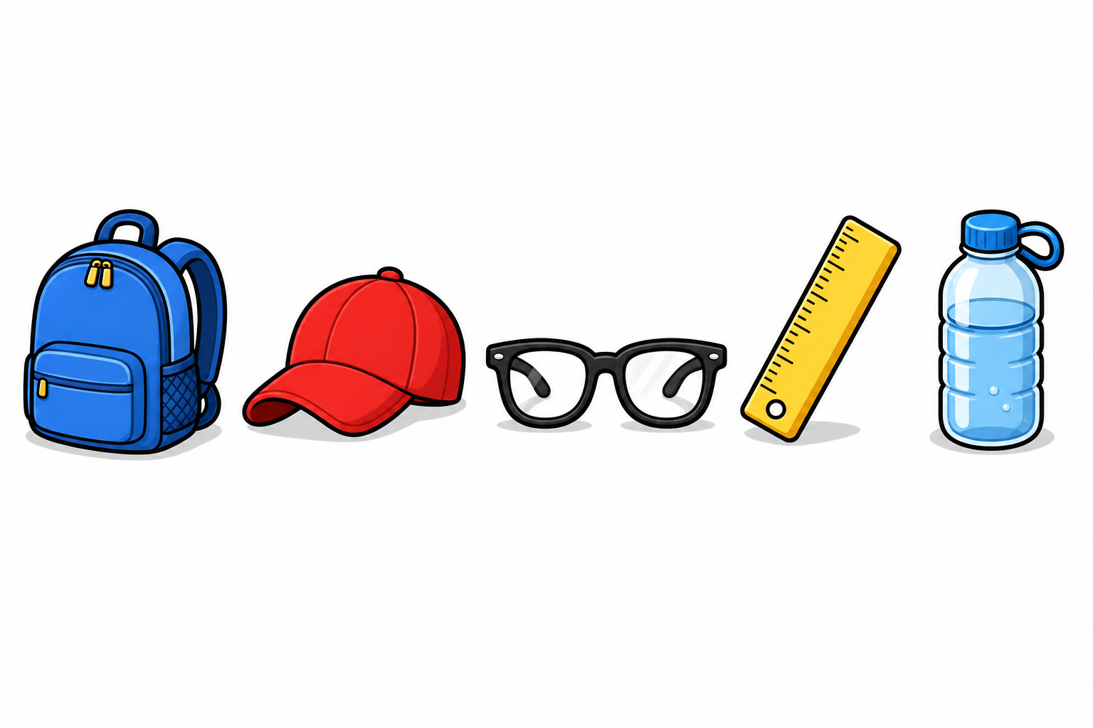 物品图标 schoolbag cap glasses ruler water bottle