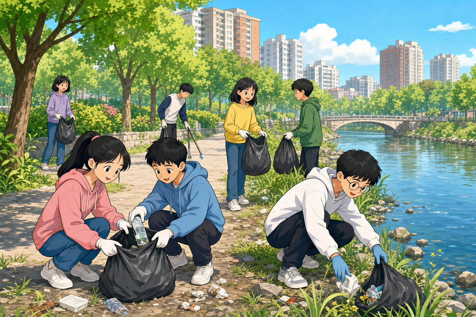社区环保 · 河边清洁