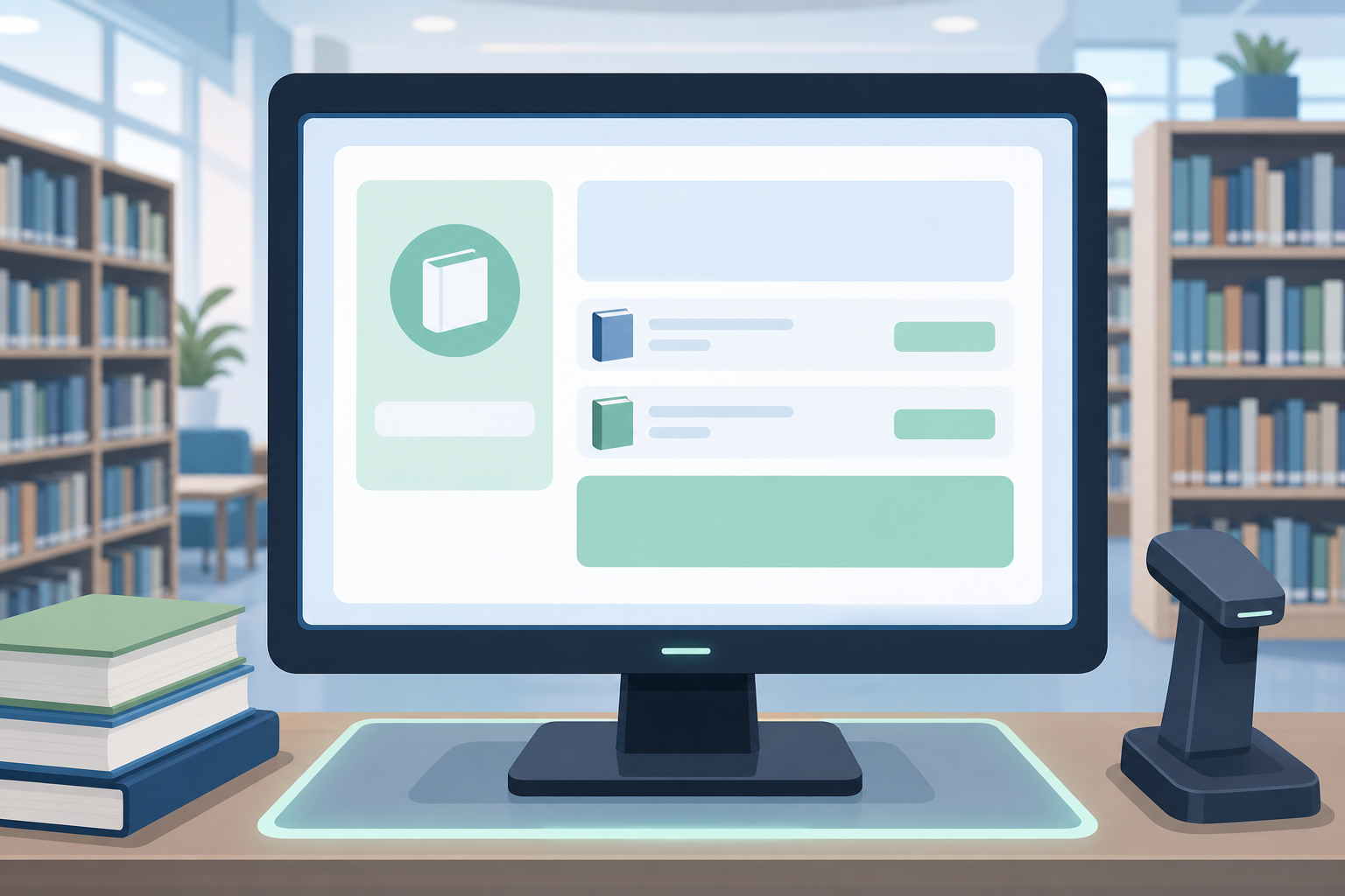场景插图：图书馆自助检索终端