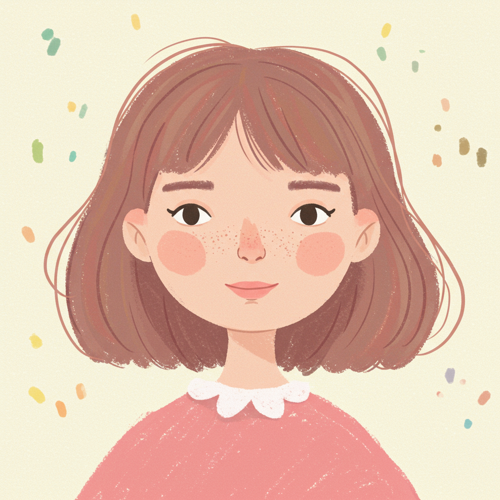 Vertex Imagen：友善女孩肖像蜡笔画，无文字