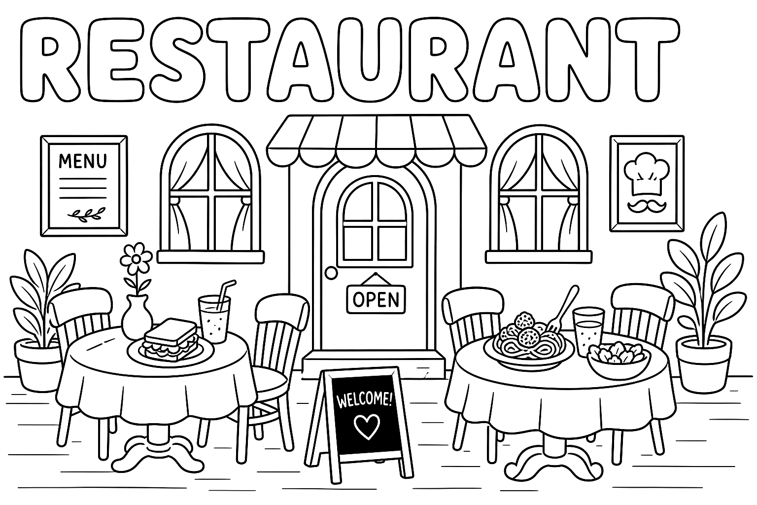 restaurant 涂色