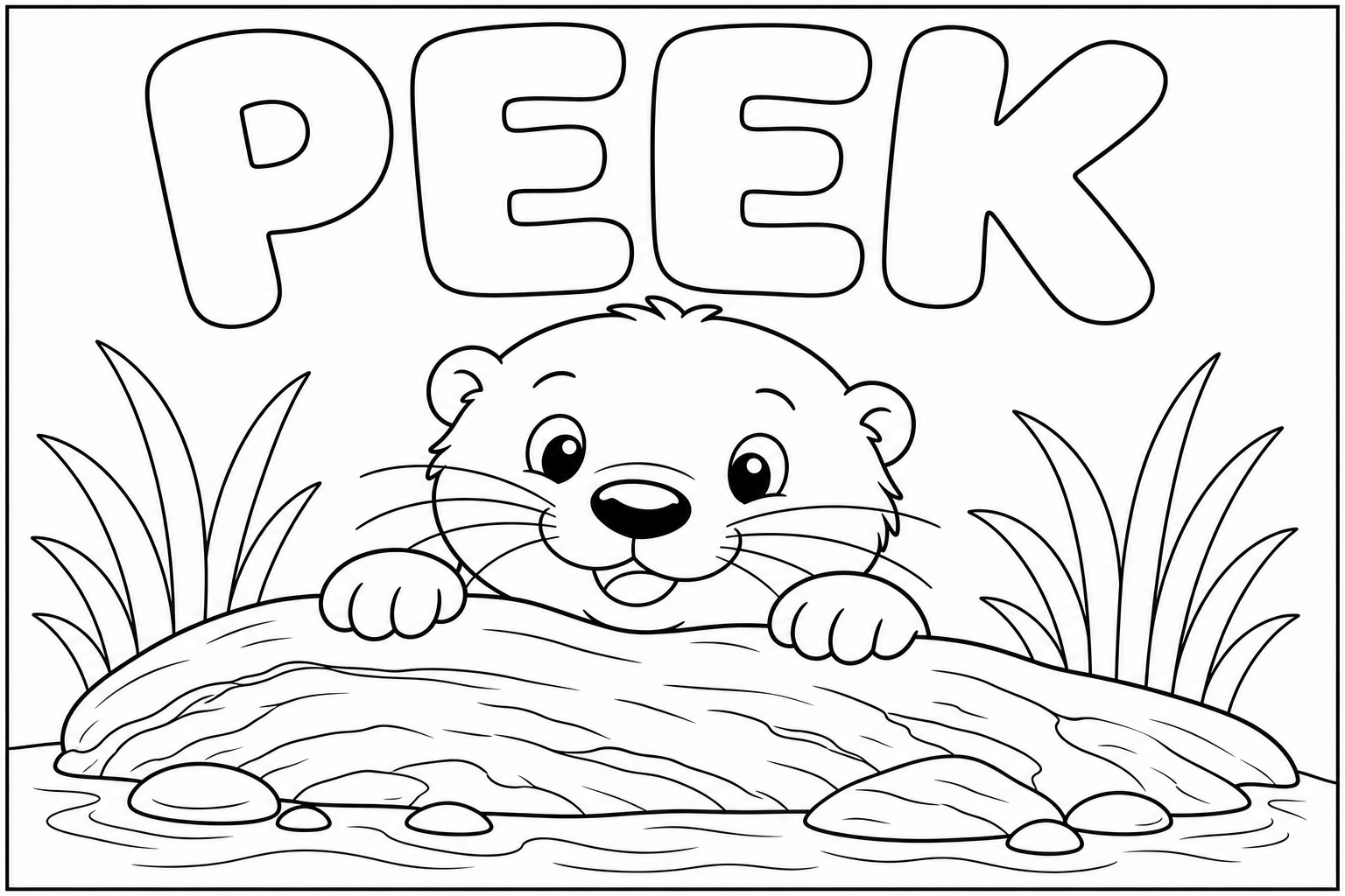 peek 涂色：水獭偷看