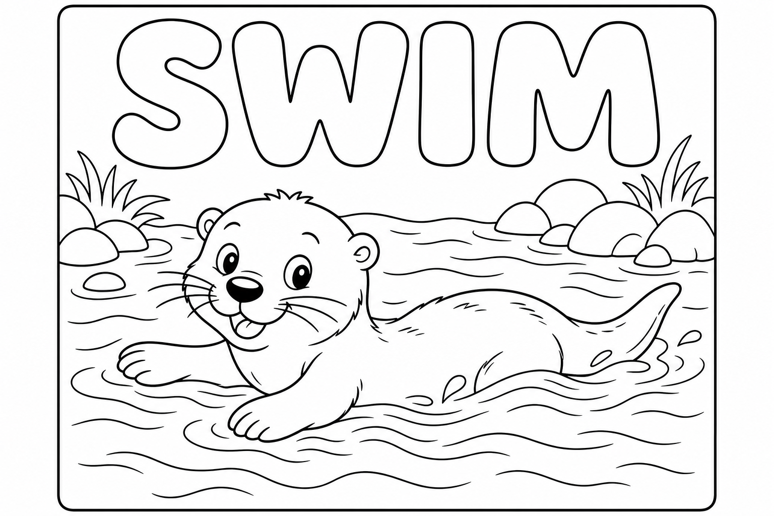 swim 涂色：水獭游泳