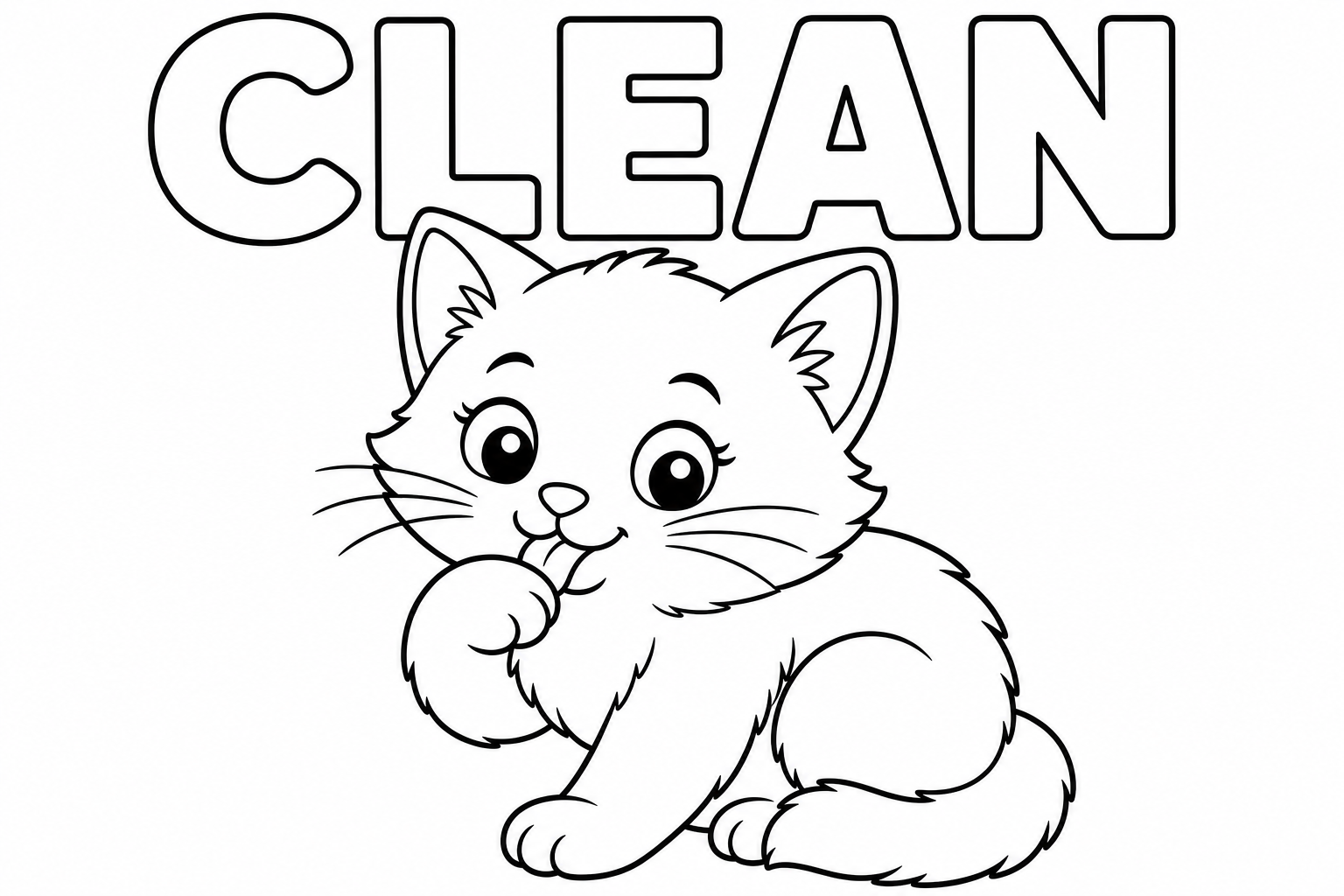 clean 涂色：小猫弄干净