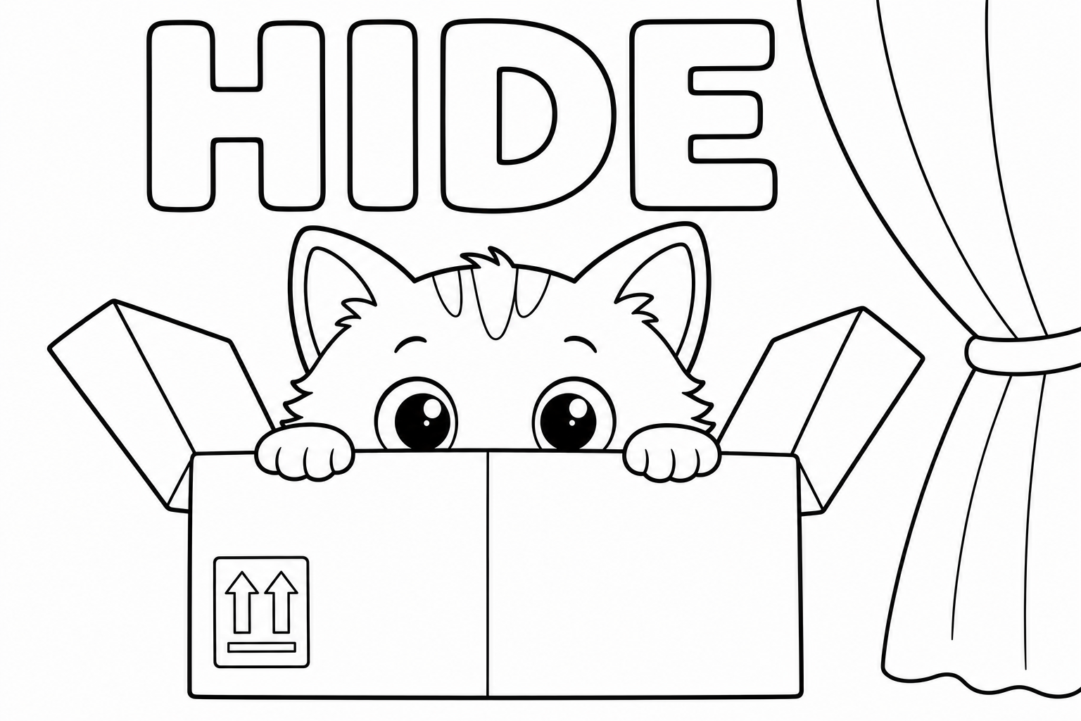 hide 涂色：小猫躲起来