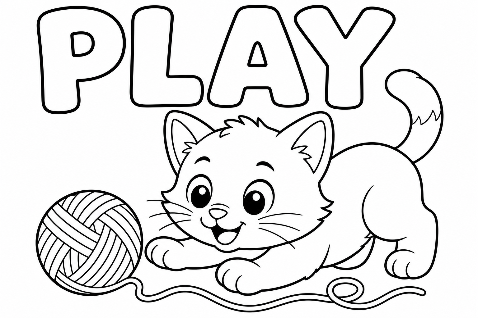 play 涂色：小猫玩毛线