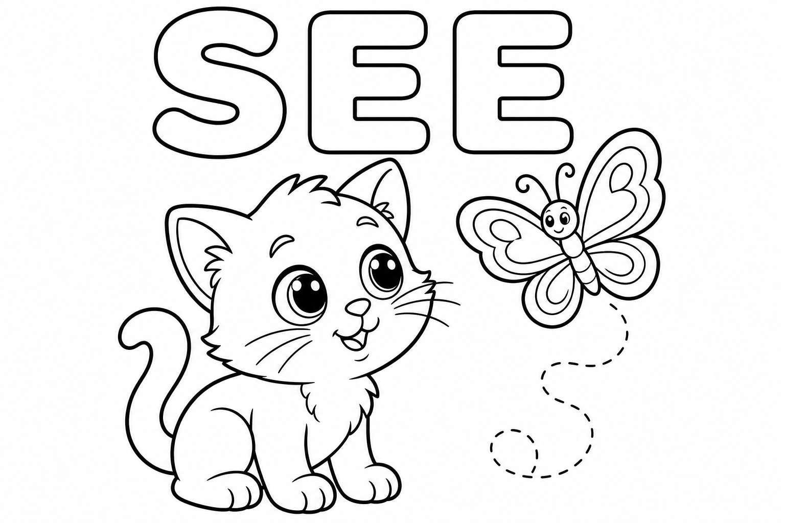 see 涂色：小猫看见