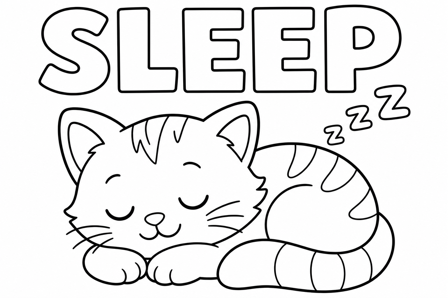 sleep 涂色：小猫睡觉