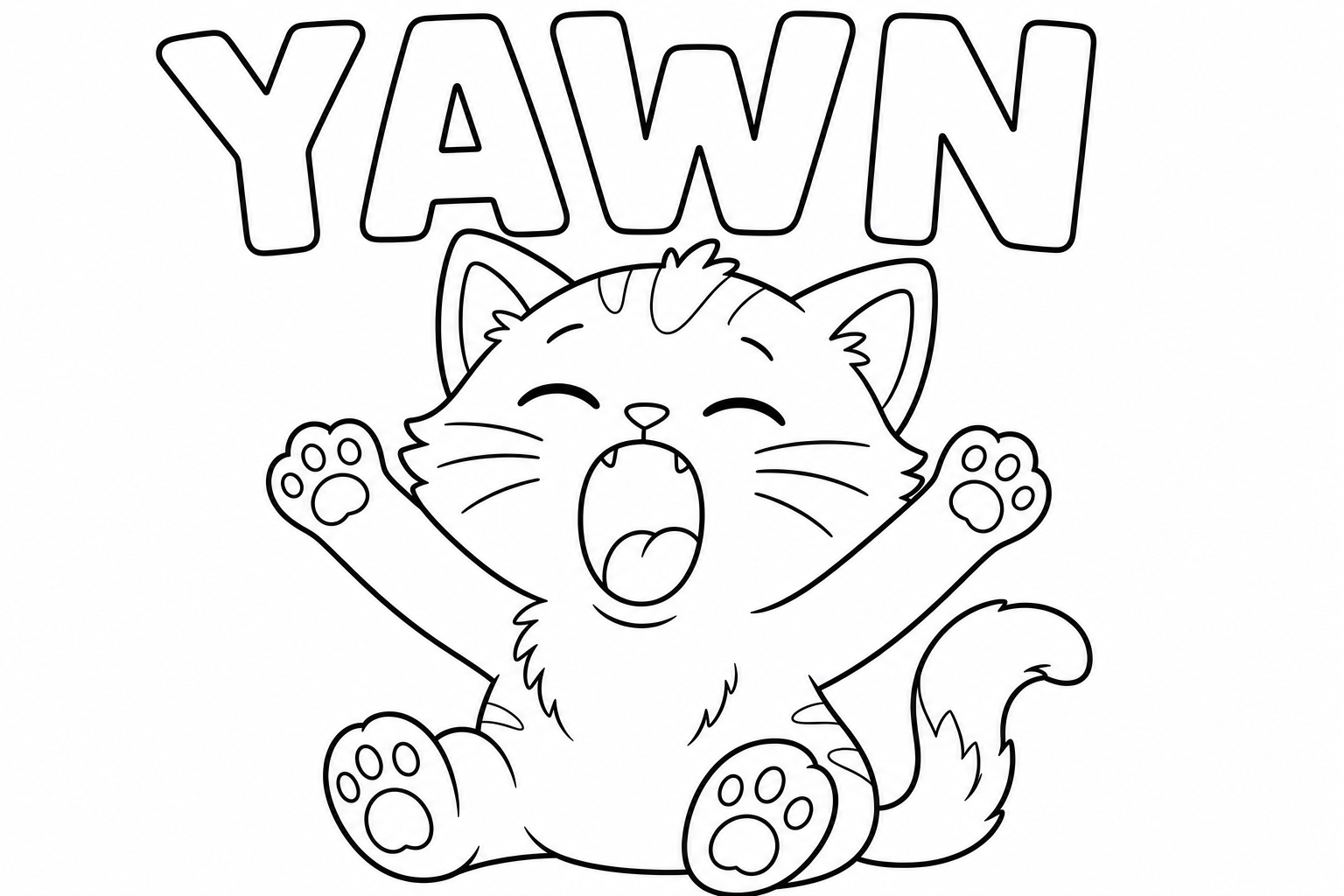 yawn 涂色：小猫打哈欠